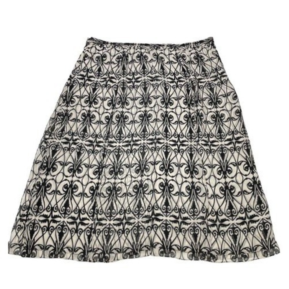Talbots Pure Silk Chiffon Damask Print Handkerchief Hem A-Line Skirt Size 12